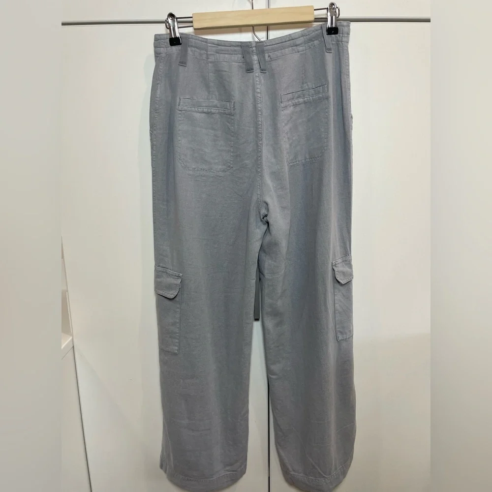 Sincerely Jules Gray Linen Blend Cargo Pants Size Large - Picture 4 of 9